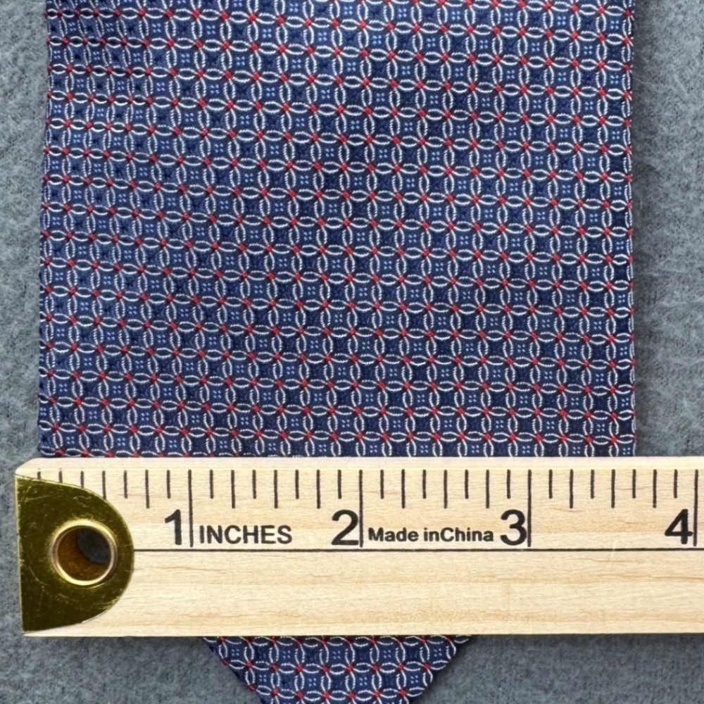 Brioni Silk Necktie Mens 3.5" Purple Blue Geometric Medallion Italy Office Wear - Picture 7 of 7